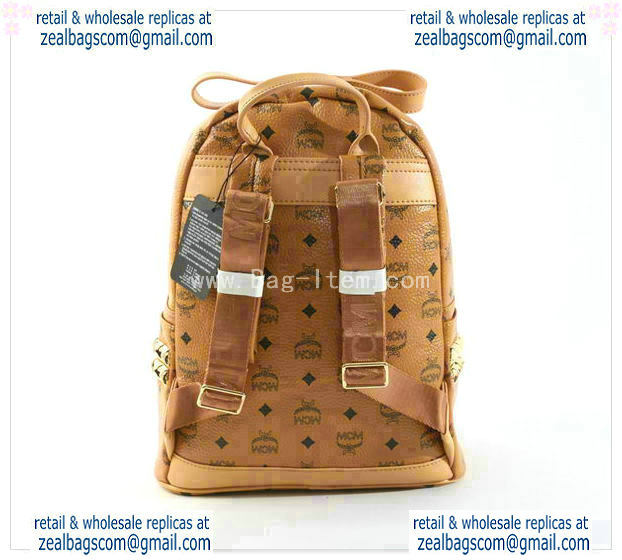 High Quality Replica MCM Stark Backpack Grainy Leather 40123 Camel - Click Image to Close